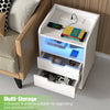 Nightstand White RGB Cabinet LED Modern Bedside Drawers Matte Table UK Socket