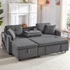 Sofa Bed Pull Out 2 In 1 Sectional Sleeper Couch With Storage, Cup Holder, Grau