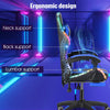 Gaming Chair 12 RGB LED Lights Computer Office Chair Swivel Chair Footrest Blue