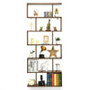 6-tier Bookcase Industrial S-Shaped Bookshelf Wooden Storage Display Rack