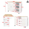 Kitchen Island, Storage Cabinet with Sliding Doors, Drawers, Castors 110x42x90cm