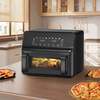 9L Dual Air Fryer Digital Airfryer Cooker Oil Free Low Fat Touch Screen 2500W