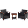 3 Pcs Outdoor Furniture Set Patio Rattan Chair Table Conversation Set w/Cushions