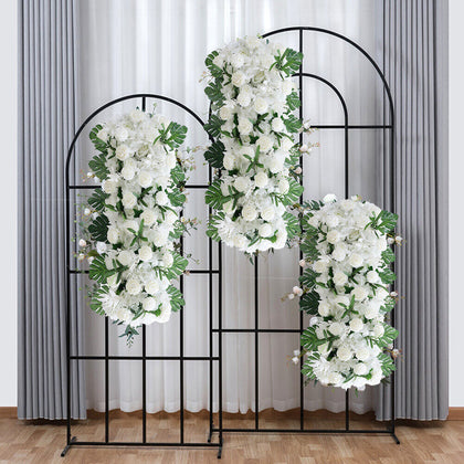 100cm Long Artificial White Peony Flower Row Runner Wedding Arch Top Backdrop