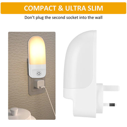 Automatic LED Night Light Plug in Energy Saving Dusk Dawn Sensor Kids Warm Light