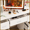 Large LED Dressing Table Mirror 7 Drawers Stool Vanity Makeup Desk Set Bedroom