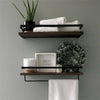 2 Rustic Wall Floating Shelves Bathroom Kitchen Storage Rack w/ Towel Rod