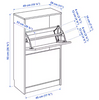 BISSA Shoe Cabinet White 49x28x93cm | 2 Compartment Storage Organizer Unit