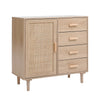 Rattan Buffet Cabinet Storage Sideboard Bar Accent Cabinet 1 Door and 4 Drawers