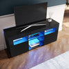 120cm High Gloss TV Table Stand Entertainment Cabinet Black Unit with LED Light