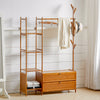 Clothes Rail Rack Garment Hanging Stand Bamboo Wood Wardrobe Storage Shelves