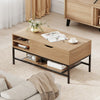 Lift Top Coffee Table Living Room Table w/ Storage Shelf-Natural