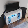 Modern TV Stand Storage Cabinet Unit High Gloss White with LED Lights 2 Drawers
