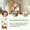 Tall Bamboo Bookcase Ladder Open Bookshelf with Cabinet for Living Room Library