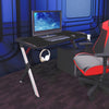 Gaming Computer Desk with Cup Holder Headphone Hook LED Racing Table Workstation