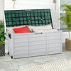 290L Wood Style Plastic Garden Storage Box Outdoor Deck Waterproof Chest Storage