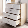 Modern High Gloss Chest of 4 Drawers White&Oak Storage Cabinet Bedroom Furniture