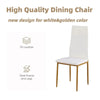 4pcs White High Back PU Leather Dining Chairs Golden Legs Dining Room Kitchen