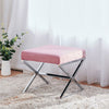 Square Fabric Stool Footstool Pouffe Seat Sofa Side Chair with Chrome Legs Stand