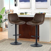 2 Pcs PU Bar Chair Height Adjustable Metal Frame Wide seat Cafe Home Office New
