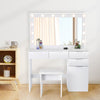 Modern Dressing Table with LED Lights Mirror Stool Drawers Vanity Makeup Desk