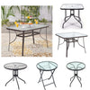 Outdoor Glass Metal Frame Bistro Dining Table Cocktail Table Garden Patio Table