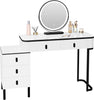 White Dressing Table High-gloss Vanity Makeup Desk with LED Mirror 5 Drawers