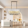 Luxury Rectangular Crystal Chandelier,Silver E14 Dining Room Ceiling Light 80CM