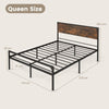 King Size Metal Bed Frame Industrial Platform Bed w/ 9 Support Legs Noise Free