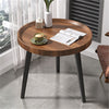 Solid Wood Nesting Coffee Table Set of 2 Oval Round Sofa Tea Tables Living Room