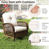 3 Pcs Patio Rattan Bistro Set 360° Swivel Outdoor Rocking Chairs-White