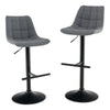 Height Adjustable Bar Stools Set of 2 w/ Fabric Backrest & Padded Seat Grey