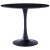 90cm Black Dining Table Round Wood Top & Metal Legs Kitchen Breakfast Bar Office
