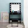 Black Dressing Table Set with LED Lights Mirror Vanity Make up Desk Stool