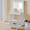 White Dressing Table Set with Mirror LED Light Makeup Table Bedroom Vanity Table