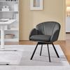 Accent Chair Swivel Velvet Padded Seat Iron Legs Vanity Makeup Flower Dark Grey