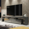 Modern 200cm TV Unit I Grey Cabinet Stand with Storage I High Gloss Doors