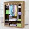 PRACTICAL FABRIC CANVAS WARDROBE HANGING RAIL SHELVING CLOTHES STORAGE CUPBOARD