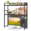 Multipurpose 2-Tier Desk Hutch with Pegboard-Brown