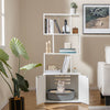 Indoor Modern Pet House Corner Bookshelf with Storage-White