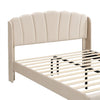 LED Upholstered Bed 5ft King Size Bed Platform Bed frame Wood slat support Beige