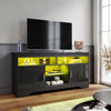 High Gloss 2 Door TV Unit Cabinet 135cm Black TV Stand Sideboard Entertainment