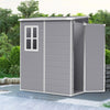 5x4FT Plastic Garden Tool Storage Shed Outdoor Lockable Bike Bin House w/Window