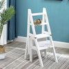 Folding Library Ladder Chair Wood Step Stool Decor Shelf For Home Kitchen Closet