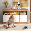 Multifunctional Display Cabinet Toy Storage Organizer w/2 Drawers-Natural