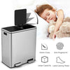 Metal Step Trash Can 60L Step Trash Garbage Can W/Dual Compartments