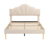 Fabric Upholstered Platform Bed 5 ft King Bed Frame with Headboard in Velvet