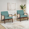 Wooden Frame Accent Armchair Corduroy/Linen Upholstered Padded Single Sofa Chair
