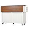 Rolling Kitchen Island Storage Trolley with 2 Drawers & Cupboard Dining White