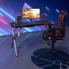 Computer Gaming Desk PC Table Metal Frame w/ LED Light Cup Holder Headphone Hook